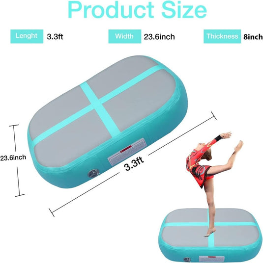Opblaasbaar gymnastiekblok 100 x 100 x 20 cm – airblock turnmat met elektrische pomp voor turnen, fitness en yoga - happygetfit.com