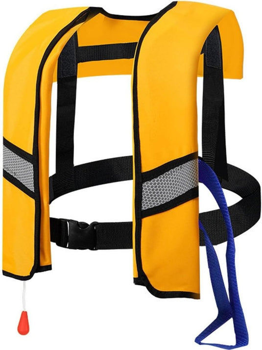 Opblaasbaar reddingsvest met trekkoord reflectoren en fluitje – zwemvest – veiligheidsvest - happygetfit.com