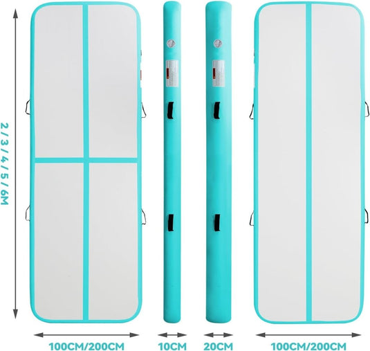 Opblaasbare airtrack 3-6 m – turnmat 10/20 cm met elektrische pomp – voor gymnastiek, tumbling, yoga en taekwondo - happygetfit.com