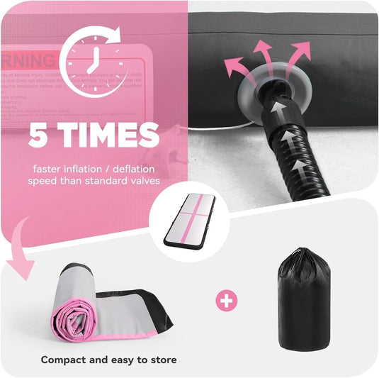 Opblaasbare turnmat 2-6 m – 10/15 cm dik – gymnastiekmat met 600W elektrische pomp – voor fitness, yoga en thuis - happygetfit.com