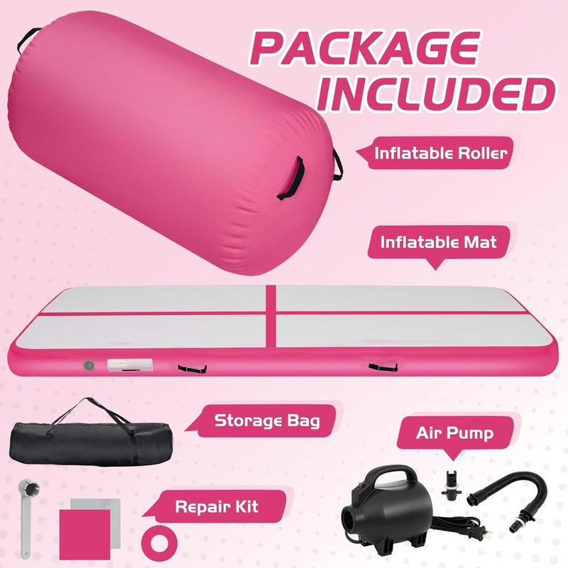 Laden Sie das Bild in Galerie -Viewer, Opblaasbare turnmat 3 m met air roller – 10 cm dik – gymnastiekmat met elektrische pomp voor tumbling en cheerleading - happygetfit.com
