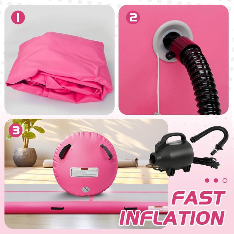 Laden Sie das Bild in Galerie -Viewer, Opblaasbare turnmat 3 m met air roller – 10 cm dik – gymnastiekmat met elektrische pomp voor tumbling en cheerleading - happygetfit.com
