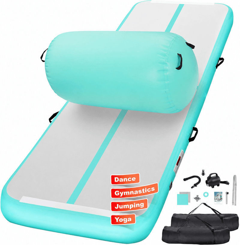 Laden Sie das Bild in Galerie -Viewer, Opblaasbare turnmat 3 m met air roller – 10 cm dik – gymnastiekmat met elektrische pomp voor tumbling en cheerleading - happygetfit.com
