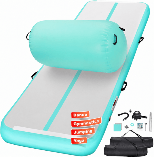 Opblaasbare turnmat 3 m met air roller – 10 cm dik – gymnastiekmat met elektrische pomp voor tumbling en cheerleading - happygetfit.com