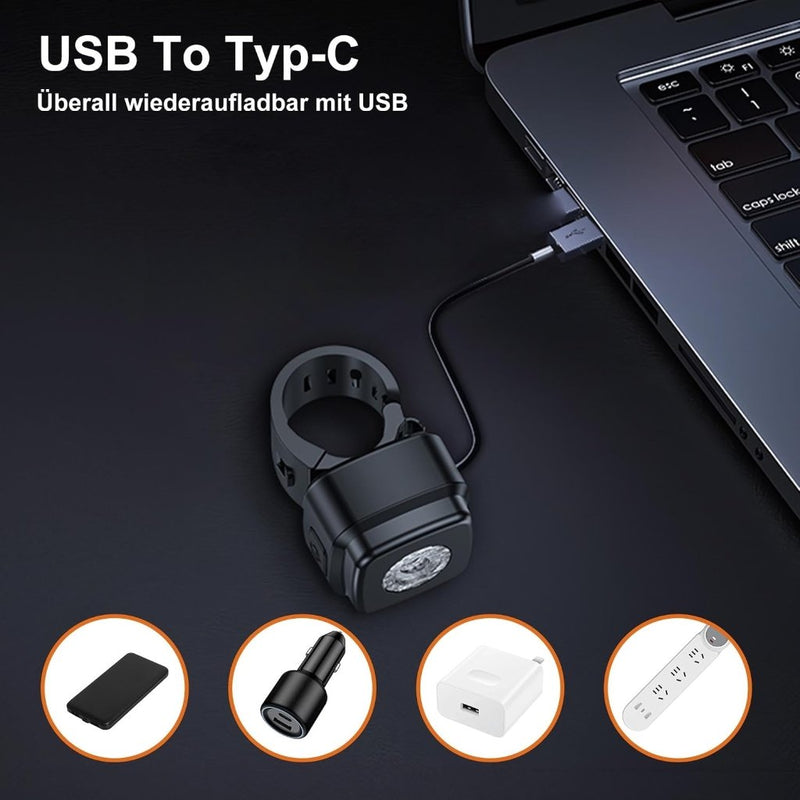 Załaduj obraz do przeglądarki galerii, Oplaadbaar fietsvoorlicht USB-C IPX5 waterbestendig met 3 lichtstanden – fietslamp – fietsverlichting - happygetfit.com

