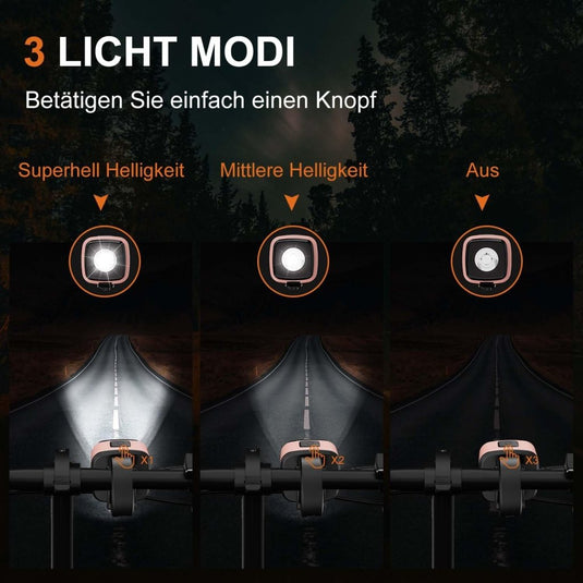Oplaadbare fietsverlichting set USB-C IPX5 met voor- en achterlicht – fietslamp – LED fietslicht - happygetfit.com
