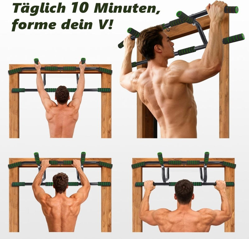 Laden Sie das Bild in Galerie -Viewer, Optrekstang voor deurkozijn zonder boren tot 200 kg met antislip handgrepen – pull-up bar – krachttraining - happygetfit.com
