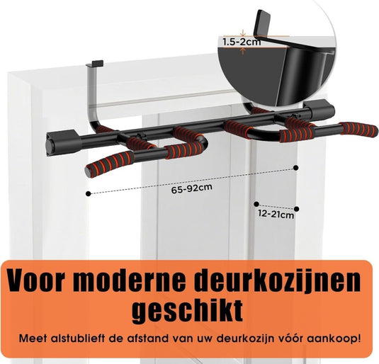 Optrekstang voor deurkozijn zonder boren tot 200 kg met meerdere grepen – pull-up bar – calisthenics - happygetfit.com