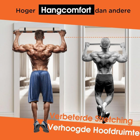 Optrekstang voor deurkozijn zonder boren tot 200 kg met meerdere grepen – pull-up bar – calisthenics - happygetfit.com