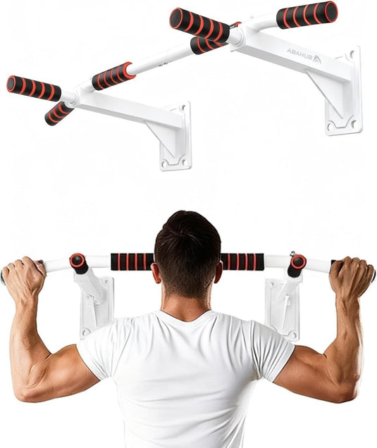 Optrekstang voor wandmontage met meerdere gripposities tot 200 kg wit – pull-up bar – krachttraining - happygetfit.com