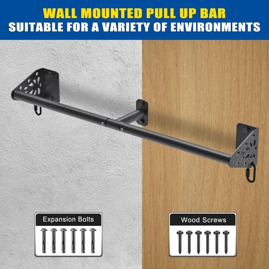 Optrekstang wandmontage 81 cm met gevoerde handgrepen tot 200 kg – pull-up bar – fitness stang - happygetfit.com