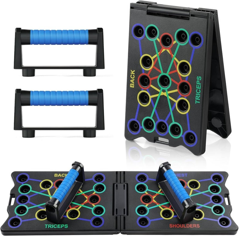 Bild im Galerie-Viewer laden, Opvouwbaar push-up board 24-in-1 met verstelbare handgrepen en antislip voetjes voor borst armen en schouders – opdruksteunen – krachttraining - happygetfit.com
