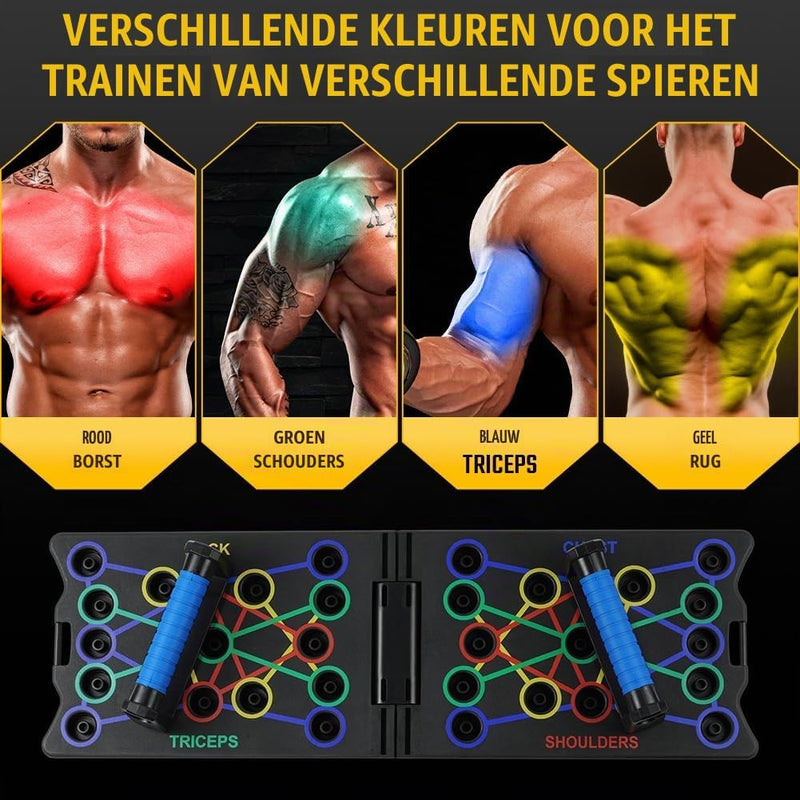 Bild im Galerie-Viewer laden, Opvouwbaar push-up board 24-in-1 met verstelbare handgrepen en antislip voetjes voor borst armen en schouders – opdruksteunen – krachttraining - happygetfit.com
