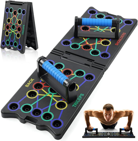 Opvouwbaar push-up board 24-in-1 met verstelbare handgrepen en antislip voetjes voor borst armen en schouders – opdruksteunen – krachttraining - happygetfit.com