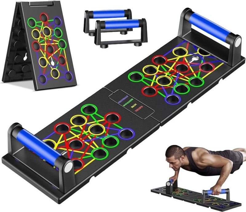 Załaduj obraz do przeglądarki galerii, Opvouwbaar push-up board 24-in-1 met verstelbare handgrepen tot 300 kg – opdrukplank – krachttraining - happygetfit.com
