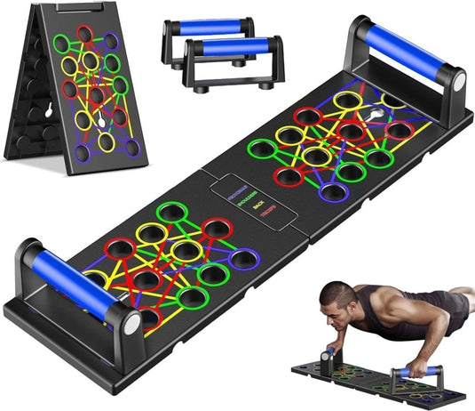 Opvouwbaar push-up board 24-in-1 met verstelbare handgrepen tot 300 kg – opdrukplank – krachttraining - happygetfit.com