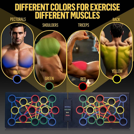Opvouwbaar push-up board 24-in-1 met verstelbare handgrepen tot 300 kg – opdrukplank – krachttraining - happygetfit.com