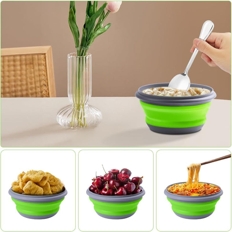 Load image in Gallery Viewer, Opvouwbare campingkommen 3 stuks met deksels van stevig PP en TPR in 360 600 en 900 ml voor kamperen en reizen – kampeerservies – voedselbakjes - happygetfit.com
