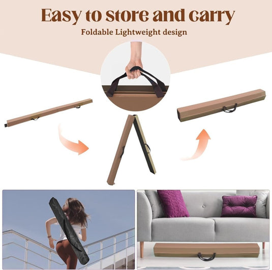 Opvouwbare evenwichtsbalk voor kinderen 240/270/300 cm – PU-leer – balanstraining – turnen - happygetfit.com