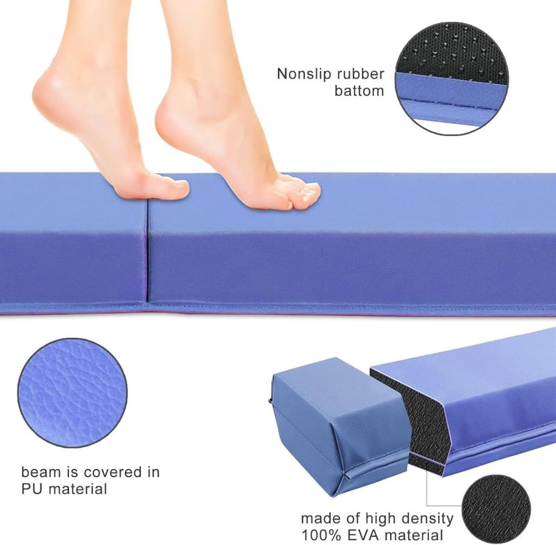 Load image into Gallery viewer, Opvouwbare evenwichtsbalk voor kinderen 240/270/300 cm – PU-leer – balanstraining – turnen - happygetfit.com
