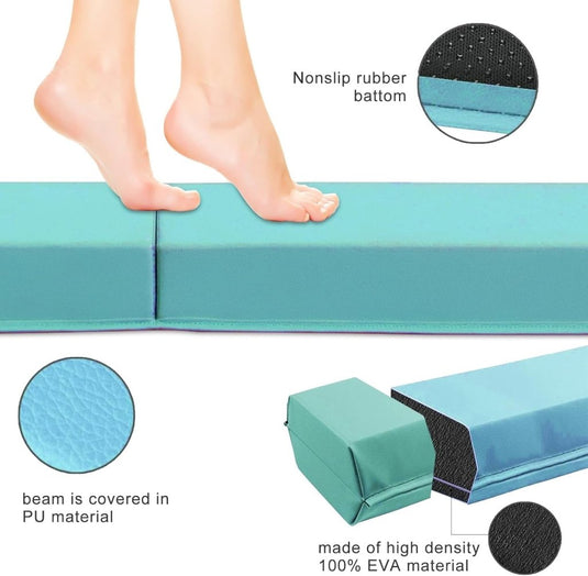 Opvouwbare evenwichtsbalk voor kinderen 240/270/300 cm – PU-leer – balanstraining – turnen - happygetfit.com