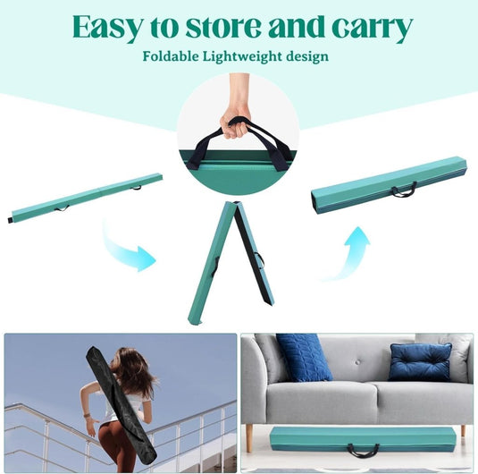 Opvouwbare evenwichtsbalk voor kinderen 240/270/300 cm – PU-leer – balanstraining – turnen - happygetfit.com