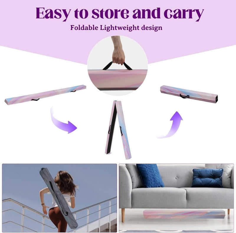Load image into Gallery viewer, Opvouwbare evenwichtsbalk voor kinderen 240/270/300 cm – PU-leer – balanstraining – turnen - happygetfit.com
