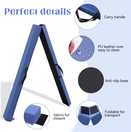 Opvouwbare evenwichtsbalk voor kinderen 240/270/300 cm – PU-leer – balanstraining – turnen - happygetfit.com