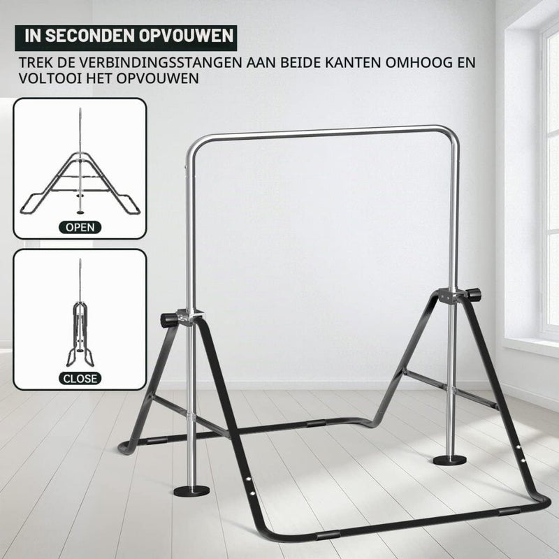 Chargez l'image dans la visionneuse de la galerie, Opvouwbare gymnastiekstang voor kinderen met verstelbare hoogte en mat – turnrek – trainingsstang - happygetfit.com
