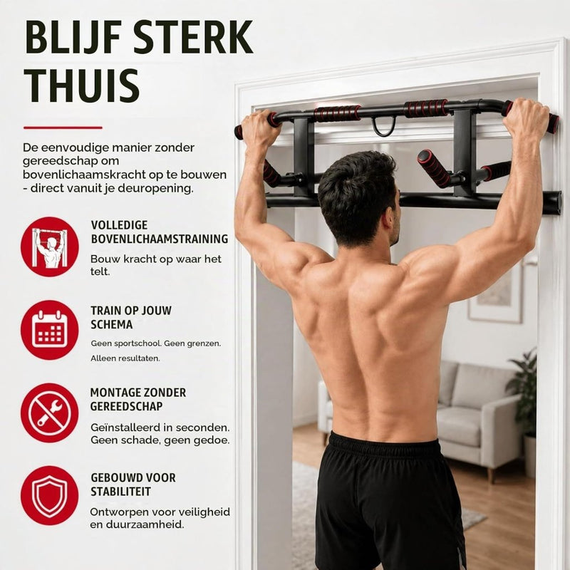 Laad afbeelding in Galerijviewer, Opvouwbare optrekstang voor deurkozijn 69-92 cm zonder boren – pull-up bar – krachttraining - happygetfit.com
