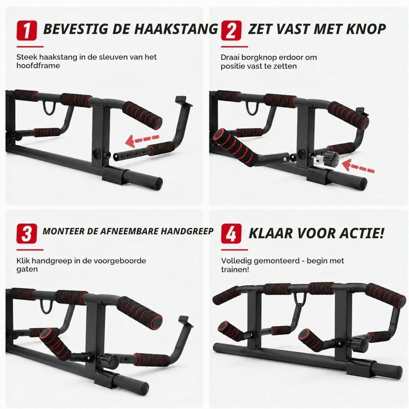 Laad afbeelding in Galerijviewer, Opvouwbare optrekstang voor deurkozijn 69-92 cm zonder boren – pull-up bar – krachttraining - happygetfit.com
