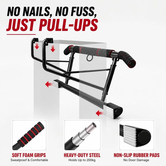 Opvouwbare optrekstang voor deurkozijn 69-92 cm zonder boren – pull-up bar – krachttraining - happygetfit.com