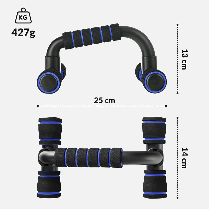 Załaduj obraz do przeglądarki galerii, Opvouwbare push-up bars 2 stuks met schuimhandgrepen tot 200 kg – parallettes – calisthenics - happygetfit.com
