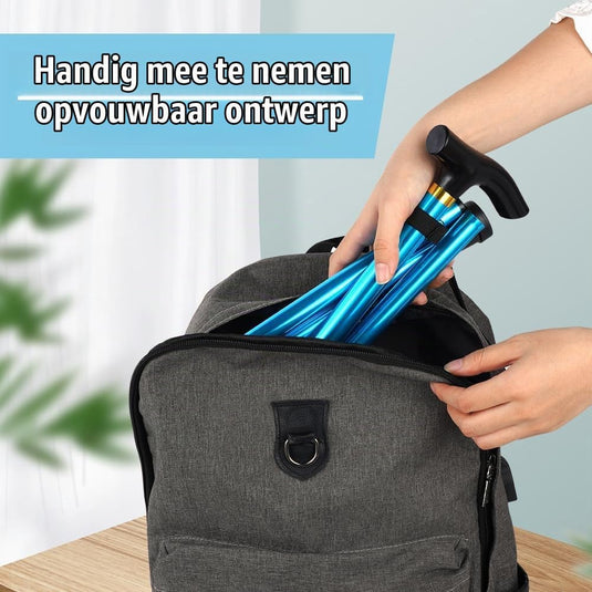 Opvouwbare wandelstok van aluminium met 5 verstelbare hoogtes van 85 tot 95 cm – wandelhulp – loophulpmiddel - happygetfit.com