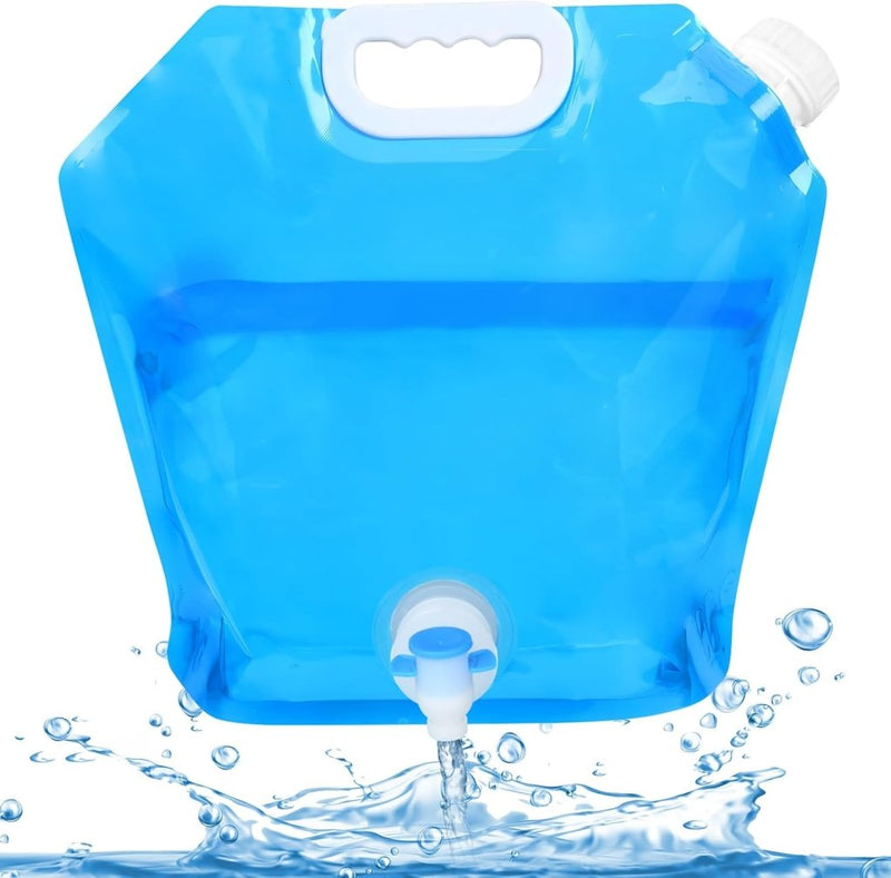 Laad afbeelding in Galerijviewer, Opvouwbare waterjerrycan 10 liter van BPA-vrij kunststof met kraantje en draaghandgreep voor kamperen en reizen – waterreservoir – campingwatertank - happygetfit.com
