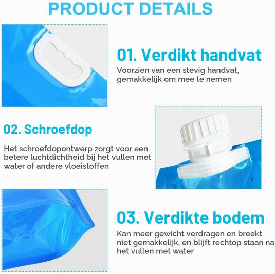 Opvouwbare waterjerrycan 10 liter van BPA-vrij kunststof met kraantje en draaghandgreep voor kamperen en reizen – waterreservoir – campingwatertank - happygetfit.com