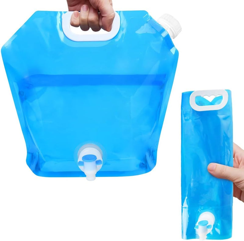 Laad afbeelding in Galerijviewer, Opvouwbare waterjerrycan 10 liter van BPA-vrij kunststof met kraantje en draaghandgreep voor kamperen en reizen – waterreservoir – campingwatertank - happygetfit.com
