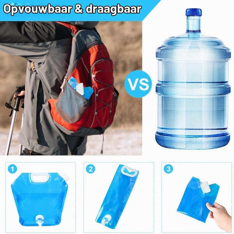 Laad afbeelding in Galerijviewer, Opvouwbare waterjerrycan 10 liter van BPA-vrij kunststof met kraantje en draaghandgreep voor kamperen en reizen – waterreservoir – campingwatertank - happygetfit.com
