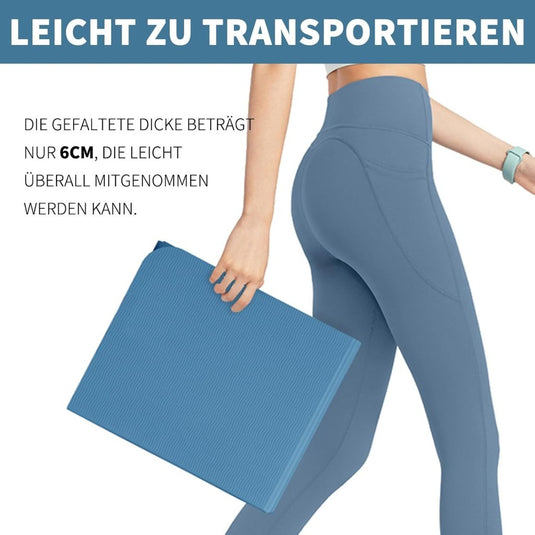 Opvouwbare yogamat TPE antislip 6 mm blauw - happygetfit.com
