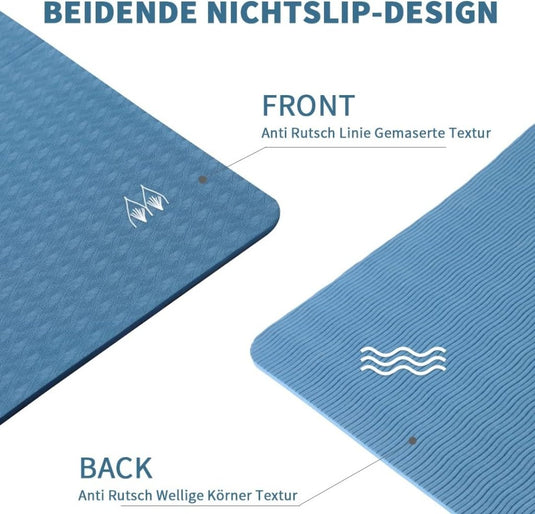 Opvouwbare yogamat TPE antislip 6 mm blauw - happygetfit.com
