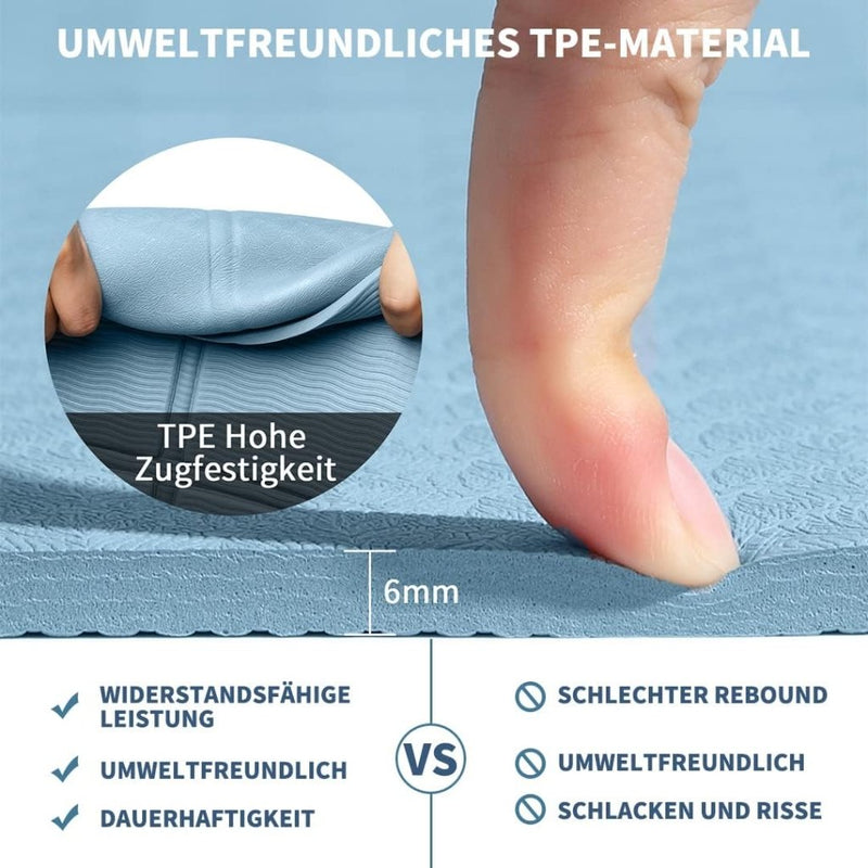 Laad afbeelding in Galerijviewer, Opvouwbare yogamat TPE antislip 6 mm blauw - happygetfit.com
