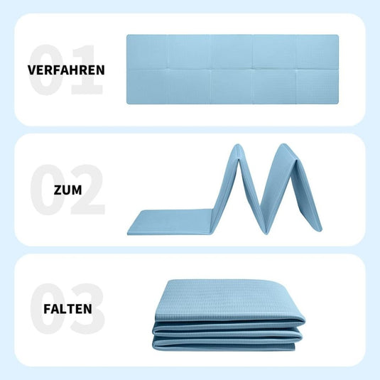 Opvouwbare yogamat TPE antislip 6 mm blauw - happygetfit.com