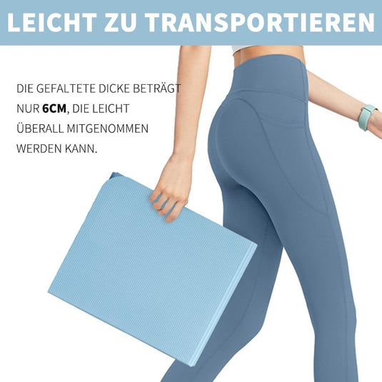 Opvouwbare yogamat TPE antislip 6 mm blauw - happygetfit.com