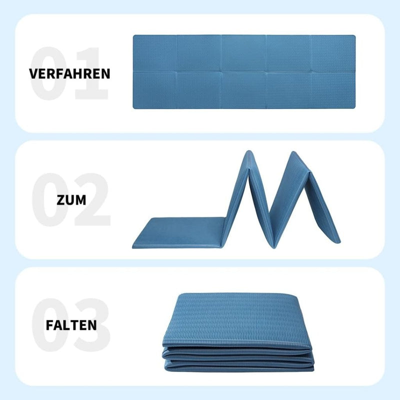 Laad afbeelding in Galerijviewer, Opvouwbare yogamat TPE antislip 6 mm blauw - happygetfit.com
