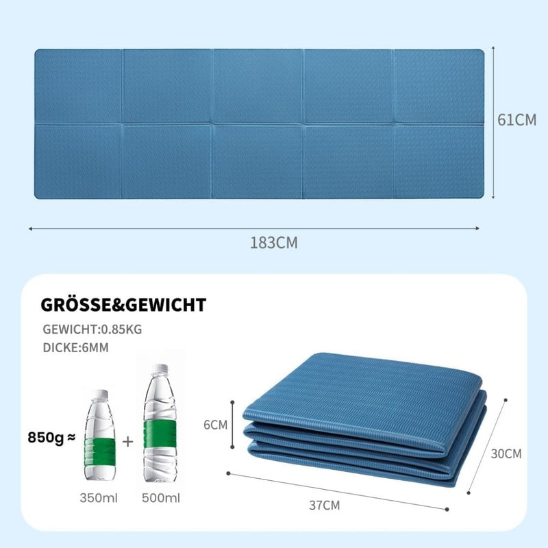 Laad afbeelding in Galerijviewer, Opvouwbare yogamat TPE antislip 6 mm blauw - happygetfit.com
