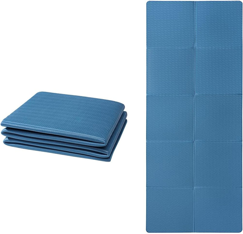 Laad afbeelding in Galerijviewer, Opvouwbare yogamat TPE antislip 6 mm blauw - happygetfit.com
