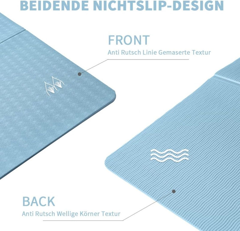 Laad afbeelding in Galerijviewer, Opvouwbare yogamat TPE antislip 6 mm blauw - happygetfit.com
