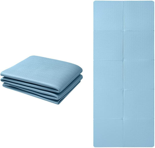 Opvouwbare yogamat TPE antislip 6 mm blauw - happygetfit.com