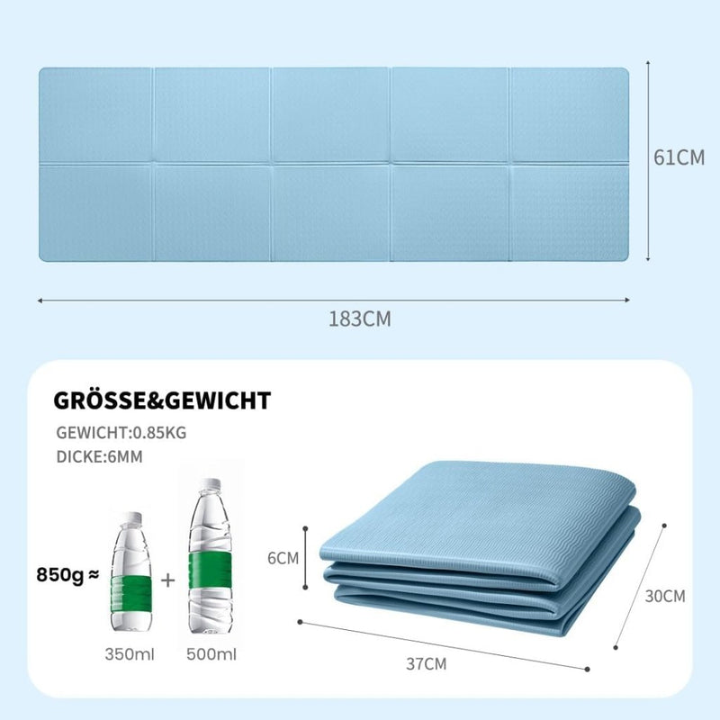 Laad afbeelding in Galerijviewer, Opvouwbare yogamat TPE antislip 6 mm blauw - happygetfit.com
