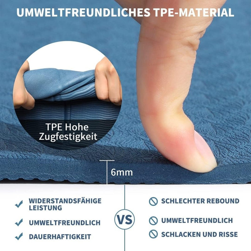 Laad afbeelding in Galerijviewer, Opvouwbare yogamat TPE antislip 6 mm blauw - happygetfit.com
